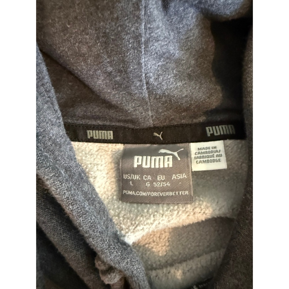 Puma Mens Essentials Big Logo Hoodie Charcoal Gray Fleece Sweatshirt Large - Picture 6 of 7